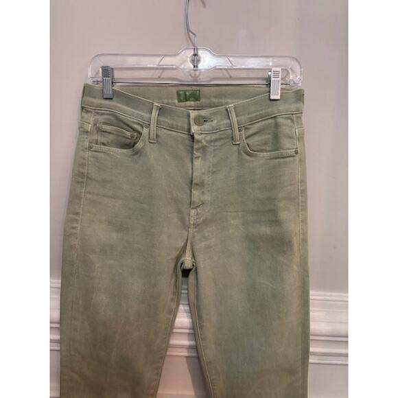 Mother Jeans The Weekender Fray Bootcut Flare High Rise Iceberg Green Size 29 - Picture 4 of 10
